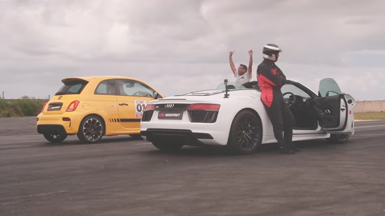 Το Abarth 595 Competizione τα βάζει με το Audi R8 V10 Spyder